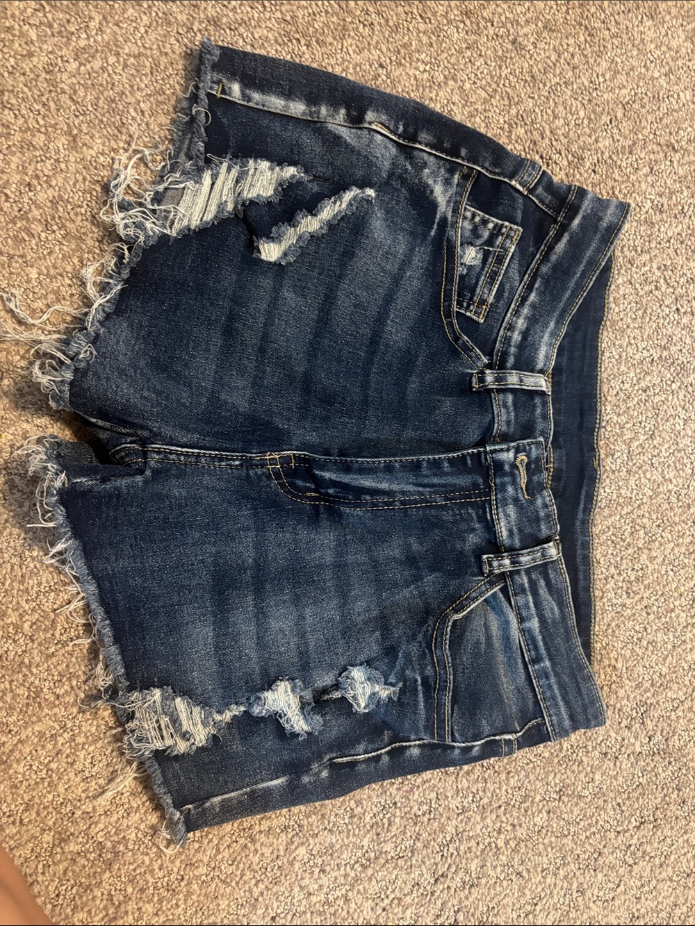 SHEIN Dark Blue Distressed Denim Cutoff Shorts